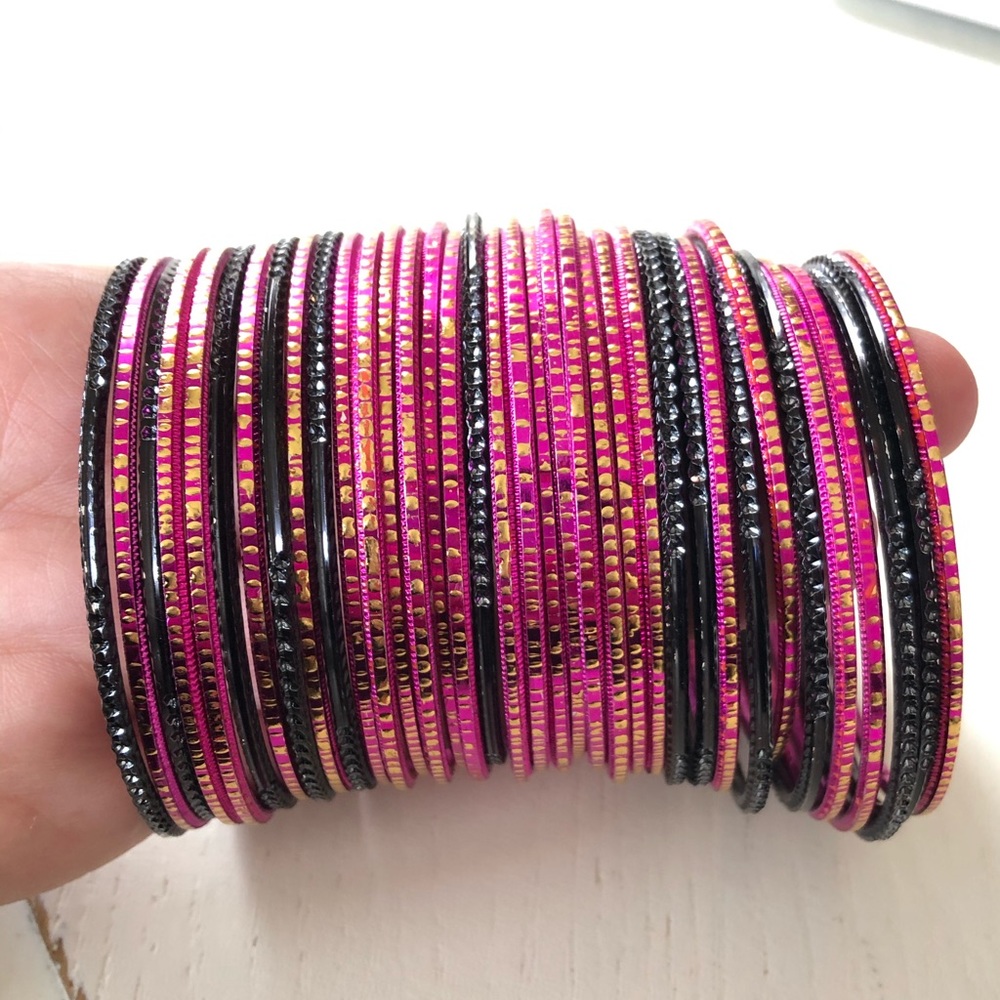 Two stacks of Indian bangles